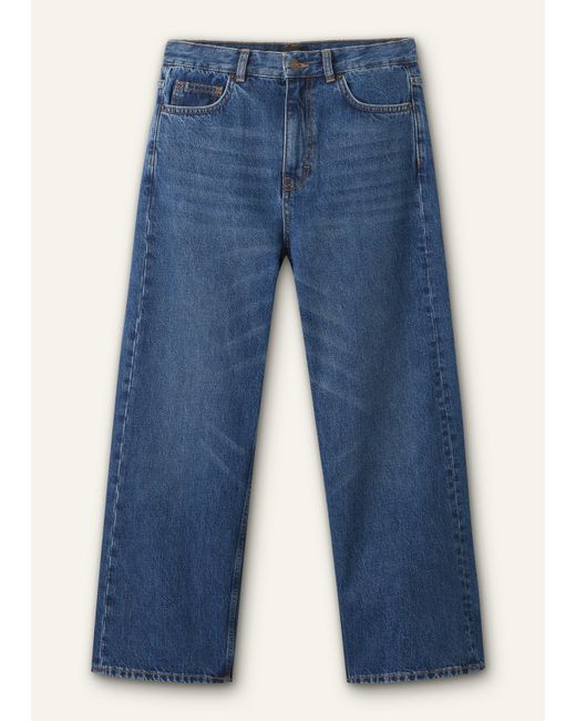 ME+EM Blue Relaxed Straight Crop Jean Authentic Wash