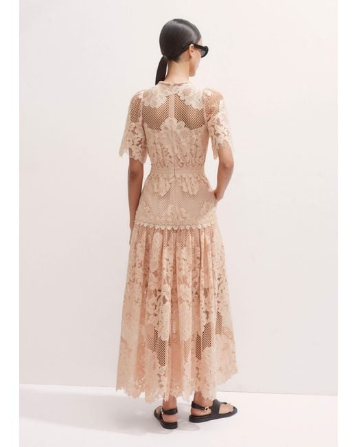 ME+EM Natural Graphic Floral Lace Maxi Dress