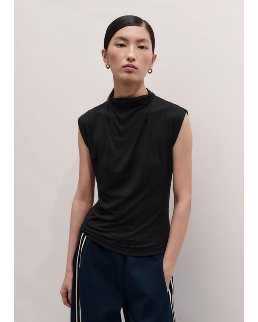 ME+EM Blue Sleeveless Drape Top