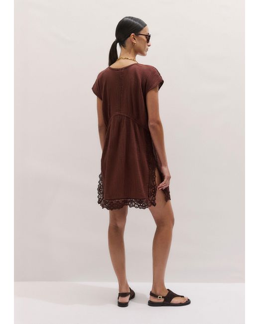 ME+EM Red Lace Detail Short Beach Dress
