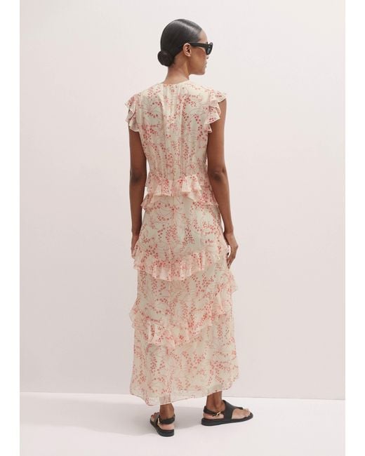 ME+EM Natural Silk Lily Of The Valley Print Ruffle Maxi Dress + Bandeau