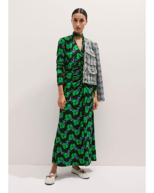 ME+EM Green Crepe Birds Of Paradise Maxi Dress + Belt