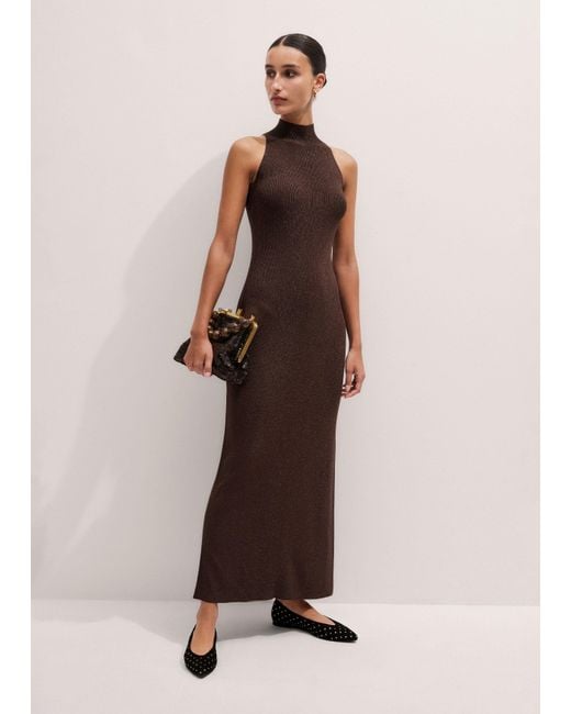 ME+EM Multicolor Metallic Rib High Neck Maxi Dress