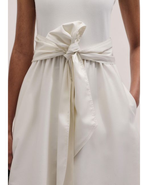 ME+EM Natural Boat Neck Fit And Flare Maxi Dress + Tie