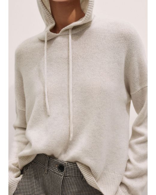 ME+EM Multicolor Luxe Cashmere Curved Hem Hoody Dark Charcoal