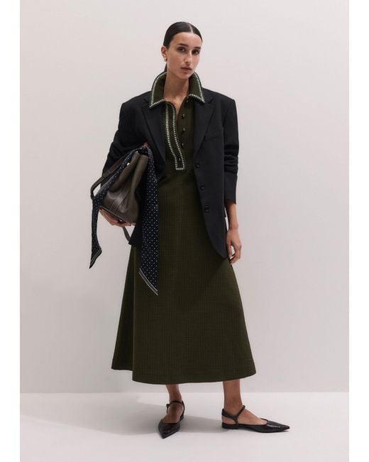 ME+EM Multicolor Texture Fit And Flare Midi Dress