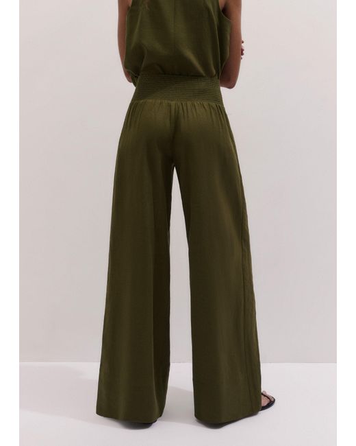 ME+EM Green Shirred Wide Pant