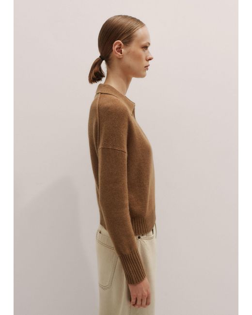 ME+EM Brown Cashmere Collared Neck Jumper