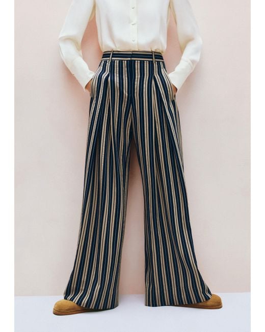 ME+EM Multicolor Herringbone Statement Stripe Wide-Leg Trouser