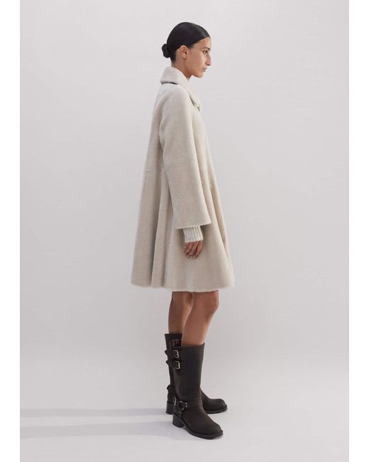 ME+EM Natural Luxe Shearling Leather-Mix Swing Coat
