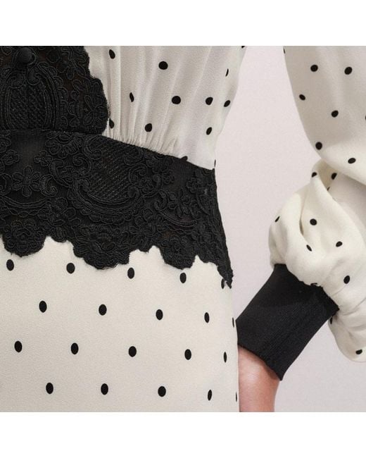 ME+EM White Winter Polka Dot Lace Trim Maxi Dress Cream