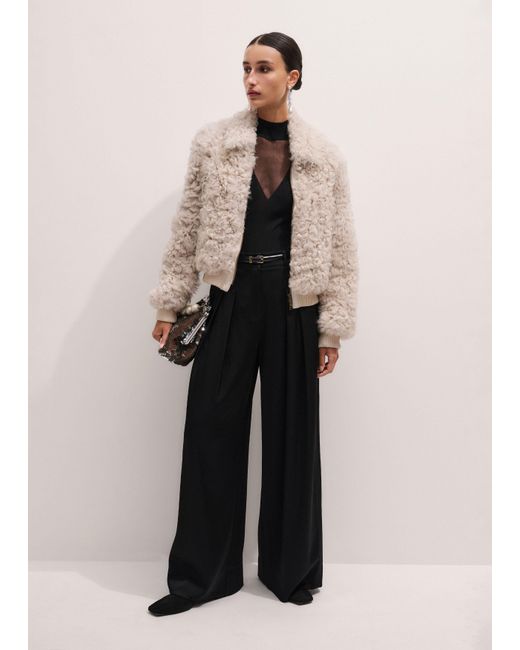 ME+EM Natural Shearling Bomber Jacket