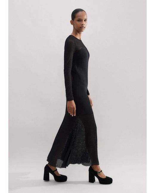 ME+EM Black Lace Stitch Evening Maxi Dress