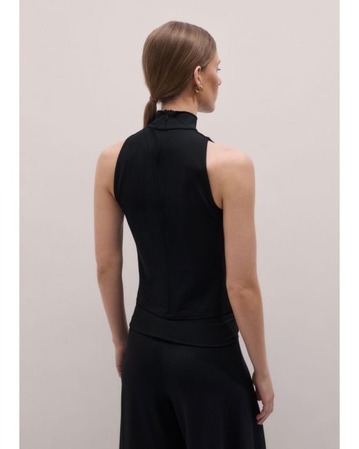 ME+EM Blue High Neck Sleeveless Top
