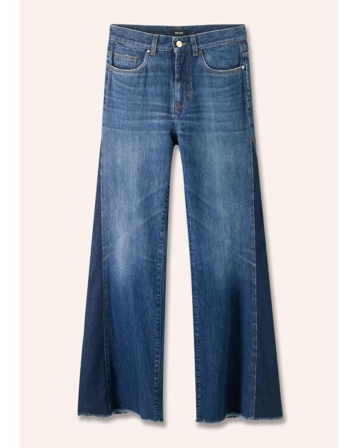 ME+EM Blue Regular Length Split Seam Flare Jean