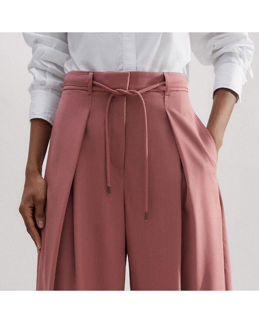 ME+EM Pink Tailored Wide Tapered Trouser + Belt