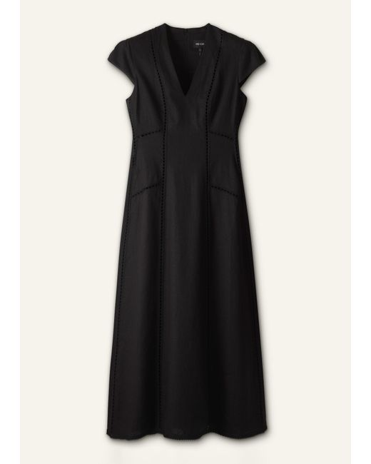 ME+EM Blue Crease-Less Embroidery Stitch Detail Maxi Dress
