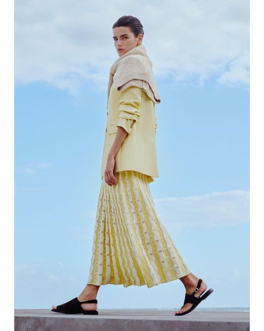 ME+EM Natural Textured Pointelle Knit Maxi Dress + Slip-Cream