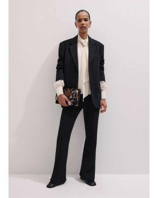 ME+EM Black Textured Slim-Leg Trouser