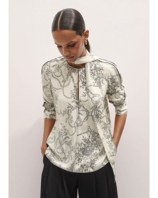 ME+EM Natural Silk Straight Blouse + Tie
