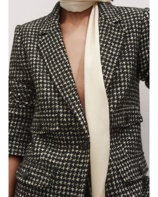 ME+EM Black Houndstooth Sharp Shoulder Blazer/Ivory