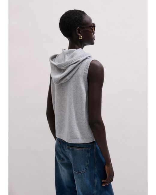 ME+EM Gray Sleeveless Zip Hoodie