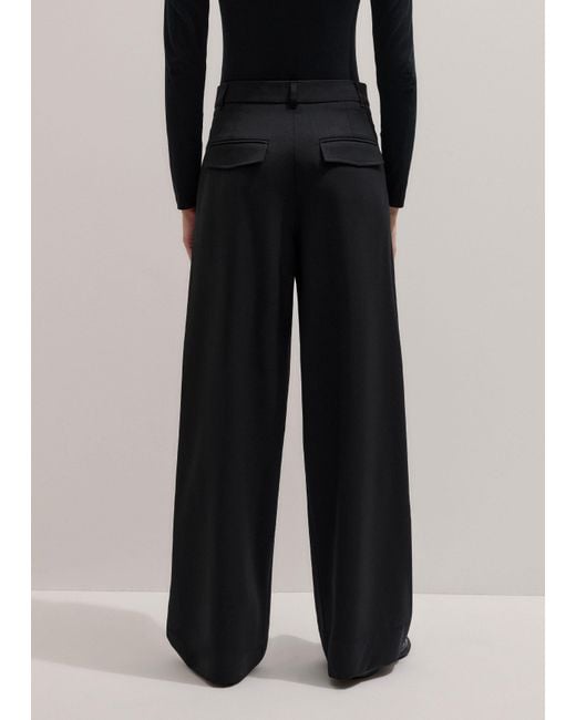 ME+EM Black Exaggerated Tapered Pleat Trouser
