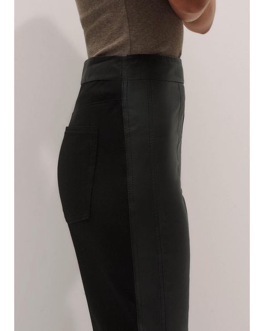 ME+EM Black High Stretch Leather Mix Legging