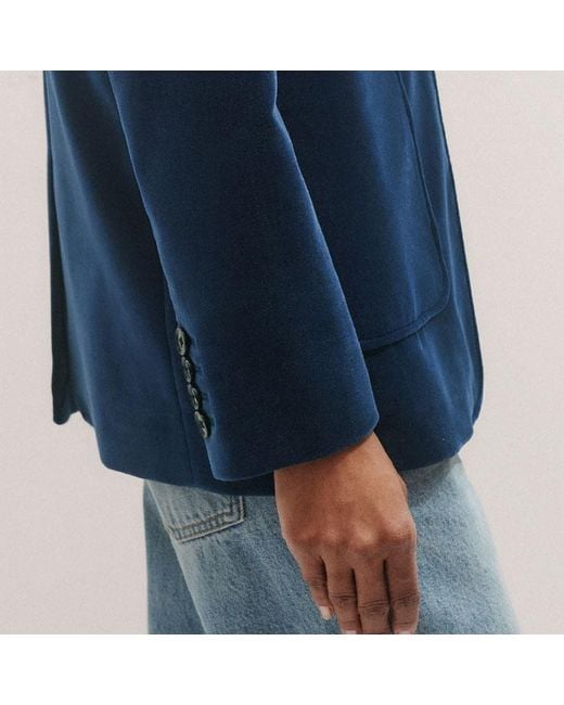 ME+EM Blue Velvet Sharp Shoulder Jacket