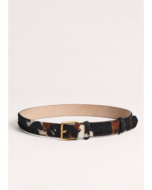 ME+EM Black Cow Print Classic Belt