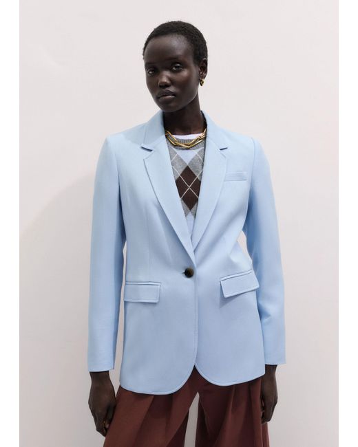 ME+EM Blue Sharp Shoulder Jacket