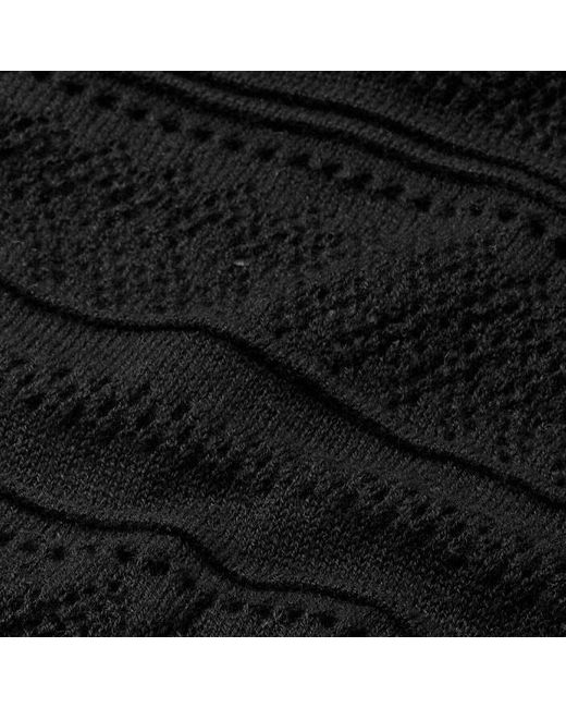 ME+EM Black Lace Stitch Pouf Sleeve Knit Top