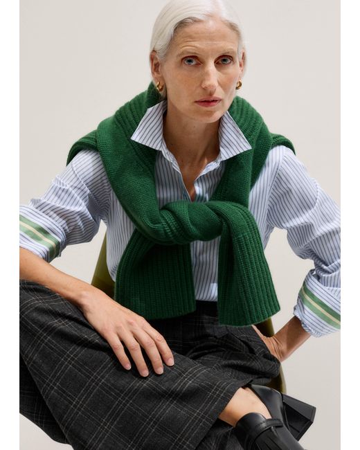 ME+EM Green Cashmere High Neck Statement Jumper
