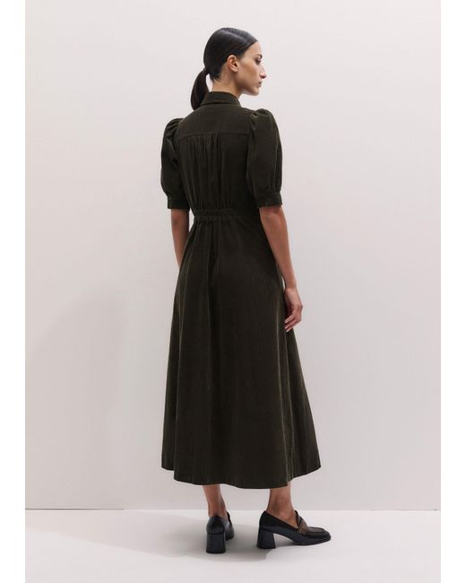 ME+EM Green Cord Fit And Flare Maxi Shirt Dress + Tie Rich