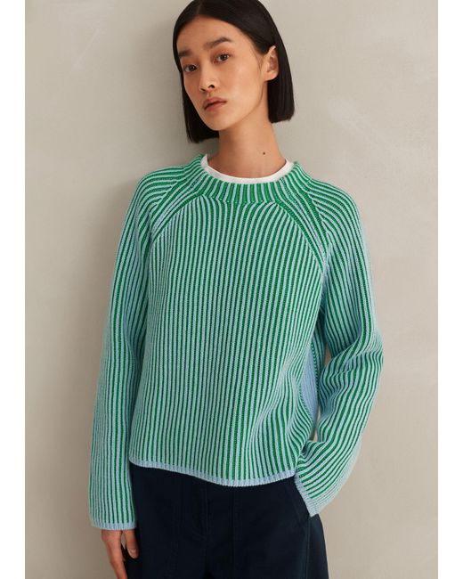 ME+EM Green Soft-touch Cotton Rib Weekend Jumper