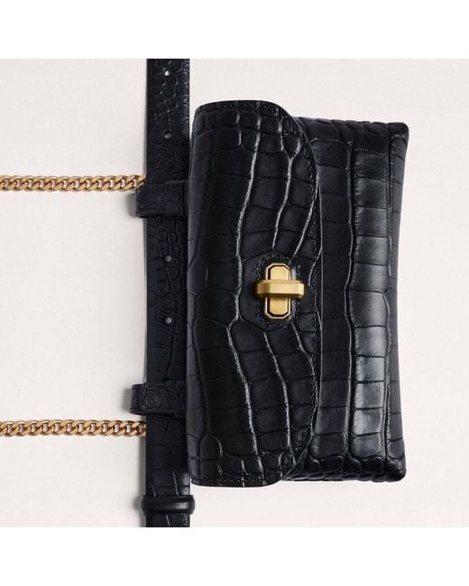 ME+EM Black Croc Print 5 Way Belt Bag