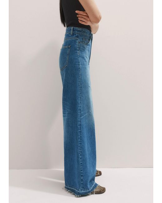 ME+EM Blue Distressed Ultimate Wide-Leg Jean Authentic