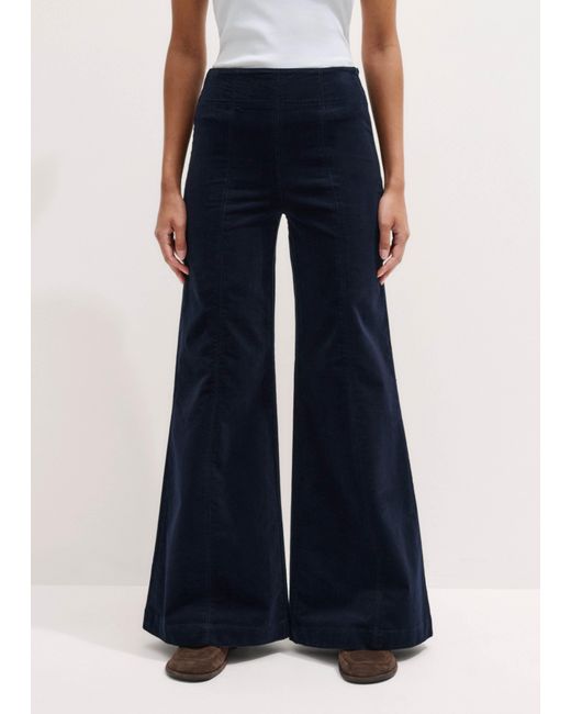 ME+EM Blue Short-Length Velvet Cord Travel Palazzo Pant