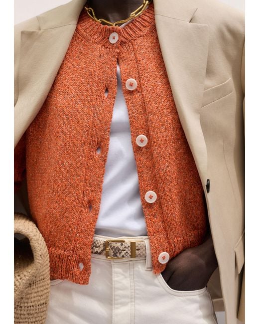 ME+EM Orange Relaxed Bracelet Sleeve Cardigan Mouline