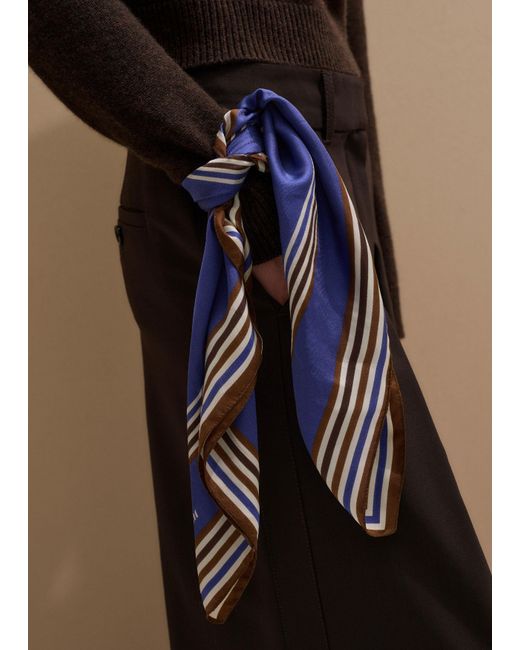 ME+EM Blue Multi Border Scarf