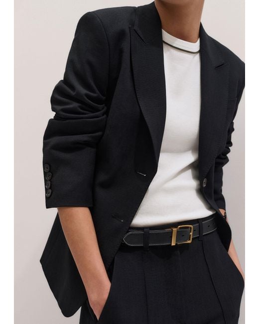 ME+EM Black Contour Sharp Shoulder Blazer
