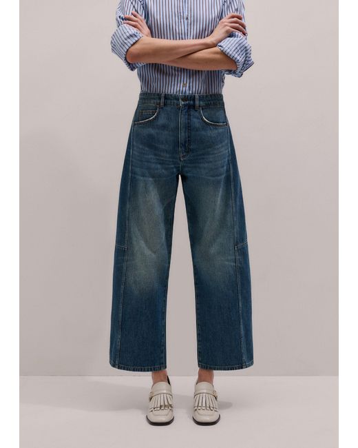 ME+EM Blue Cropped Exaggerated Tapered Jean