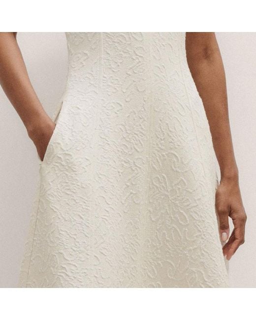 ME+EM Natural Floral Jacquard Midi Dress