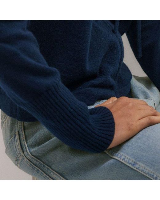 ME+EM Blue Cashmere Relaxed Fit Box Zip Hoody
