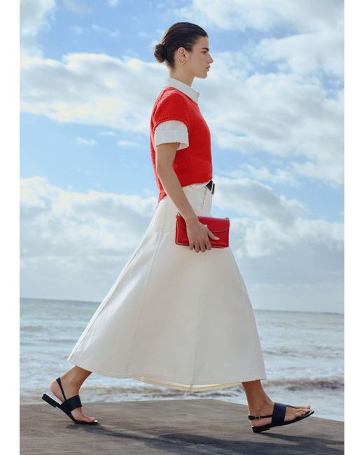 ME+EM White Panelled A-Line Maxi Skirt
