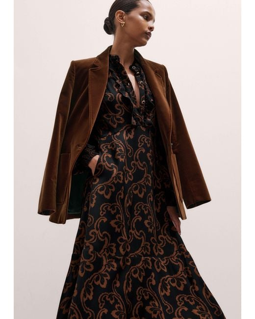 ME+EM Black Floral Scroll Print Maxi Dress + Tie