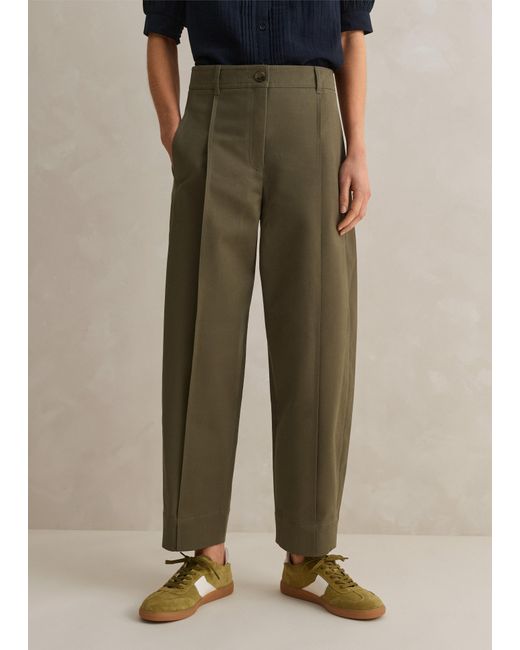 ME+EM Natural Cotton-blend Tapered Pleat Trouser