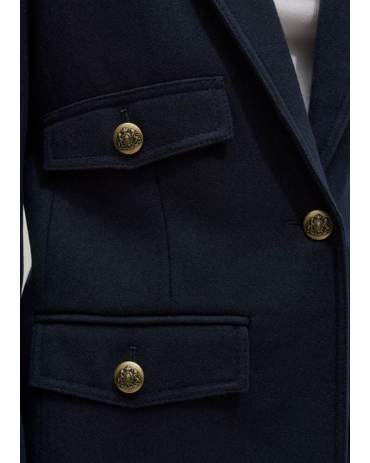 ME+EM Blue Twill Sharp Shoulder Blazer