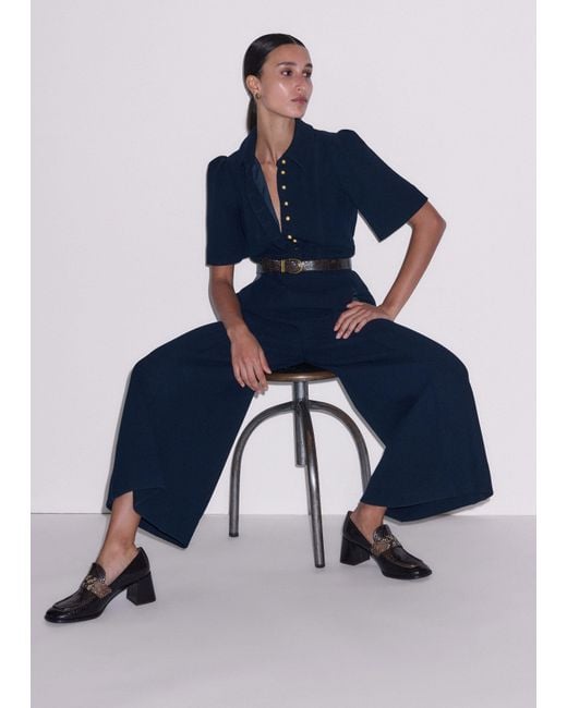 ME+EM Black Block Heel Loafer Tan-Chocolate