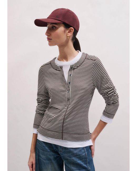 ME+EM Gray Double-Layer Look Long Sleeve Top